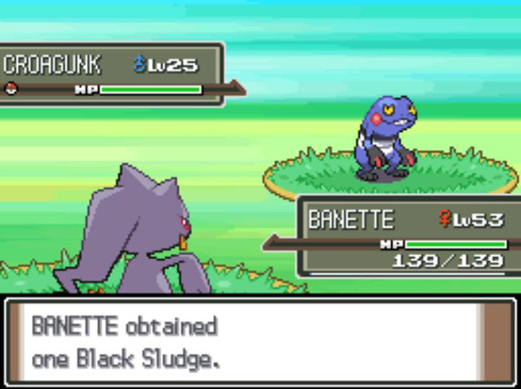 Stealing a Black Sludge using Trick. / Pokémon Platinum