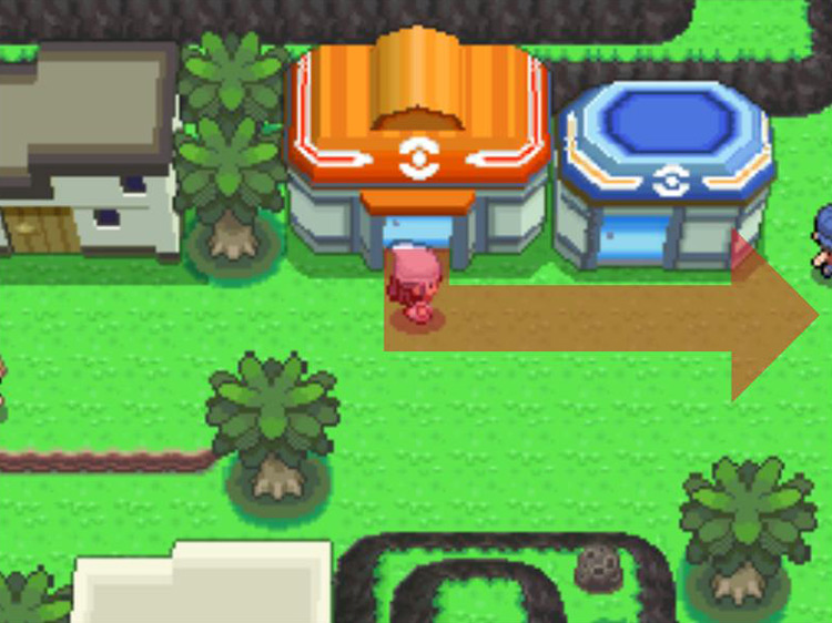 Heading east from the Survival Area’s Pokémon Center. / Pokémon Platinum