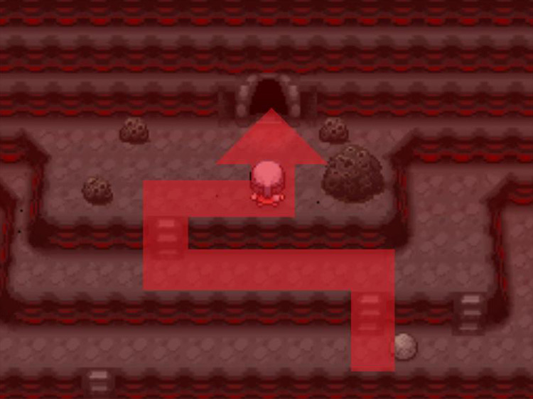 Moving up the staircases and through the doorway. / Pokémon Platinum