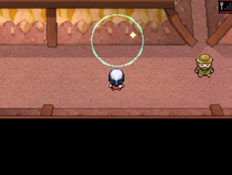 Tapping the touch screen to find bulging walls. / Pokémon Platinum