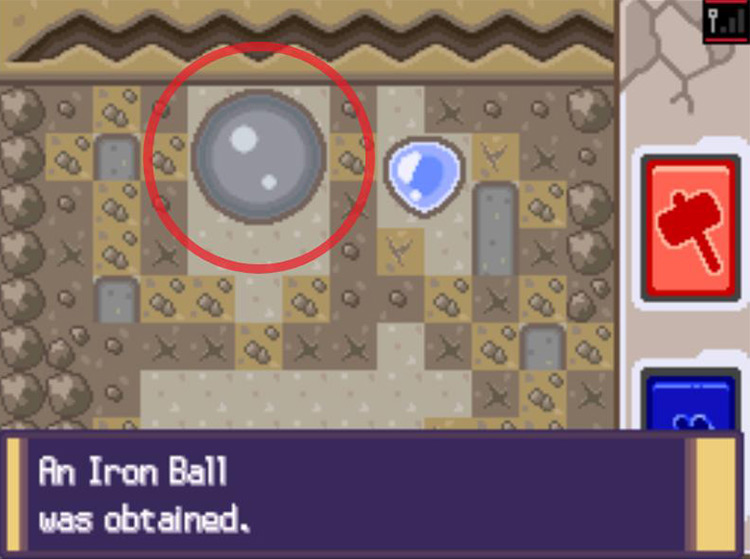 Finally uncovering a rare Iron Ball in the Underground. / Pokémon Platinum