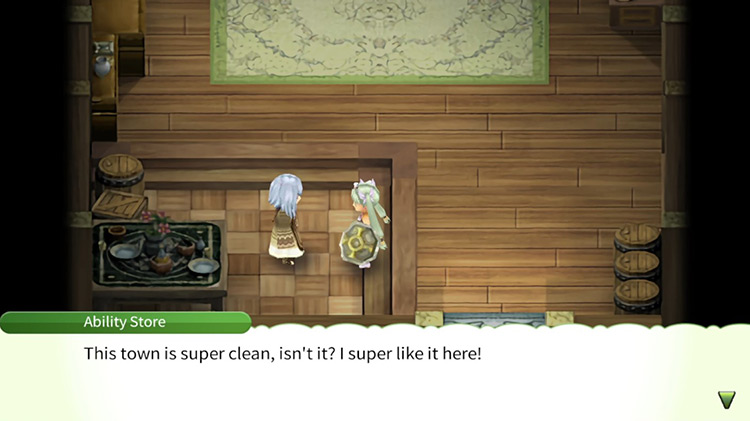 The Ability Store merchant commenting about the town / Rune Factory 4