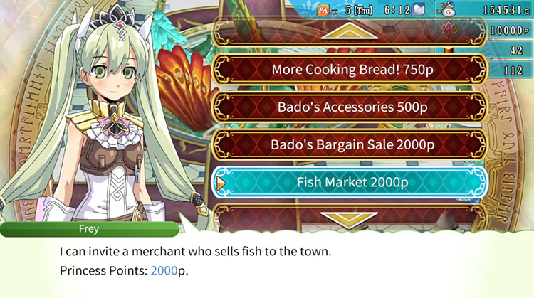 The Fish Market option found by interacting with the Order Symbol / Rune Factory 4