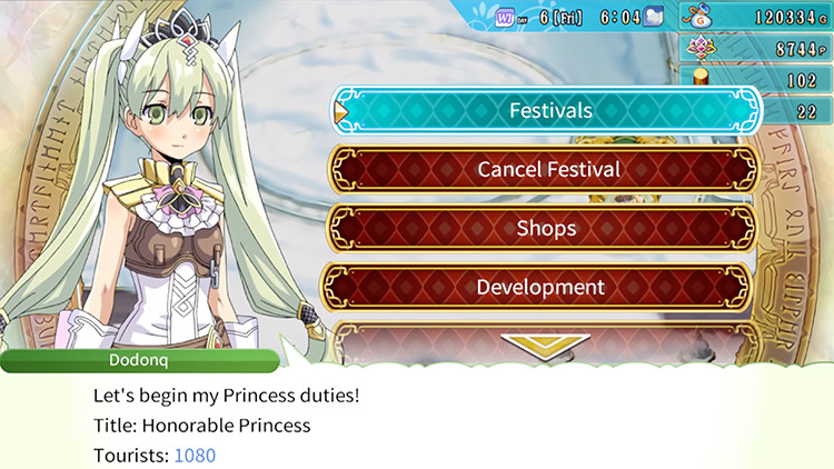 The Shops option found by interacting with the Order Symbol / Rune Factory 4