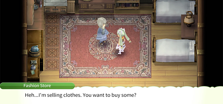 The Clothing Shop Merchant NPC in Rune Factory 4 Special