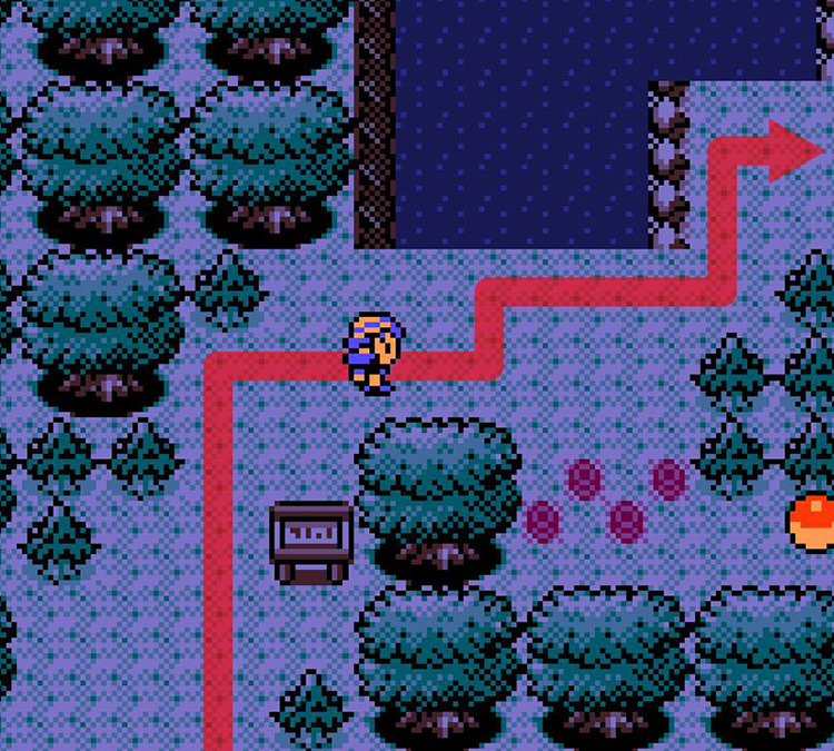 Passing by a small lake on our way to Headbutt NPC / Pokémon Crystal