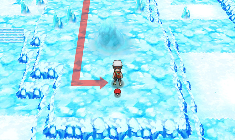 The Never-Melt Ice and the Ice Rock behind it in the Shoal Cave. / Pokémon Omega Ruby and Alpha Sapphire