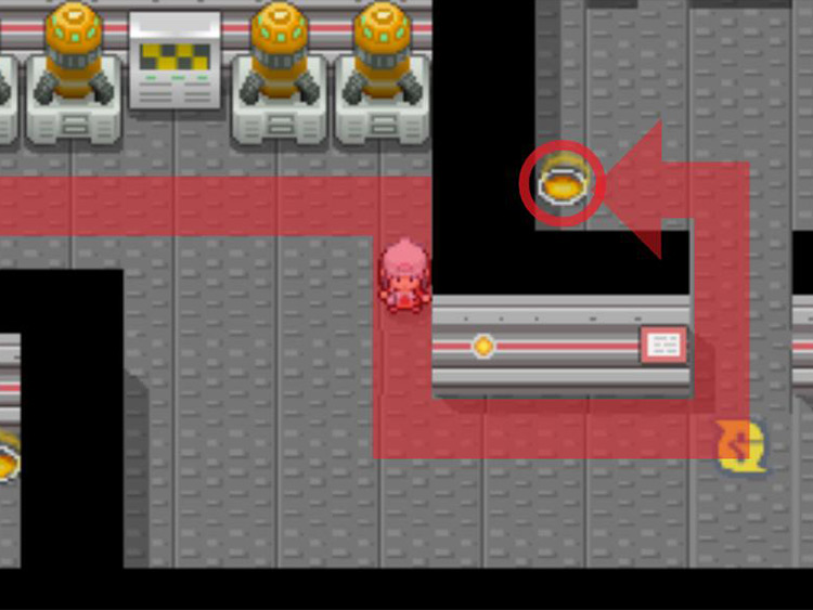 Stepping on the Warp Tile in the TV Room. / Pokémon Platinum