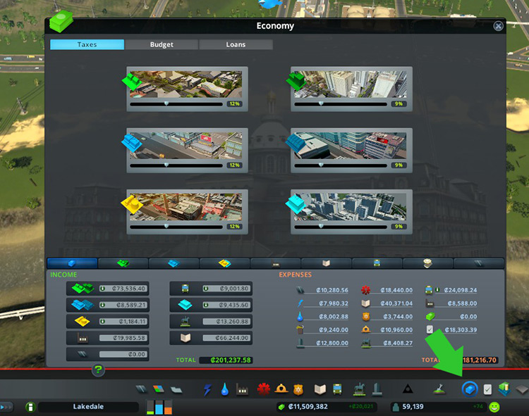 You can raise taxes in the Taxes tab of the Economy panel / Cities: Skylines