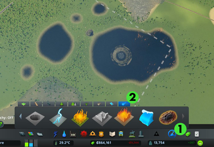 You can spawn disasters from the Disasters tab of the Landscaping and Disasters menu / Cities: Skylines