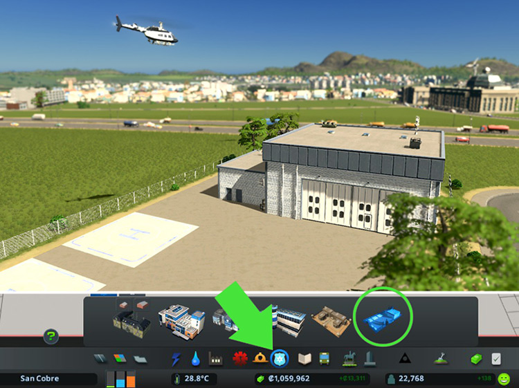 Building a police helicopter depot / Cities: Skylines