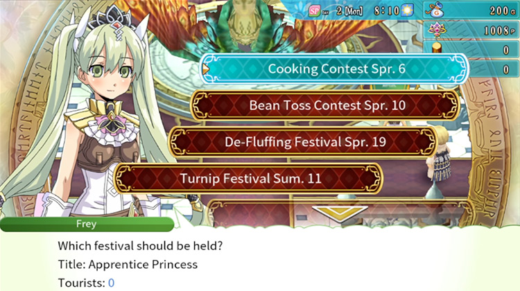 A list of festivals to order / Rune Factory 4