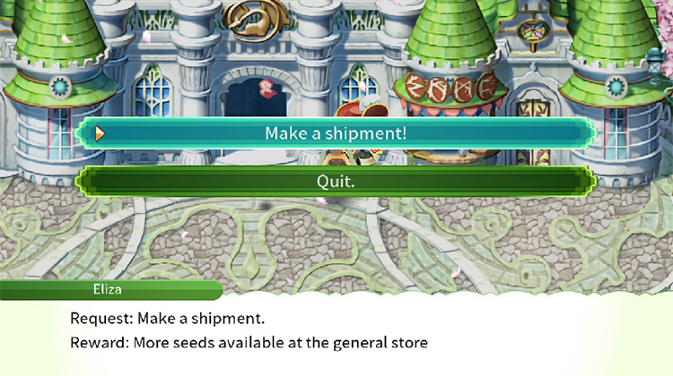A request to make a shipment / Rune Factory 4