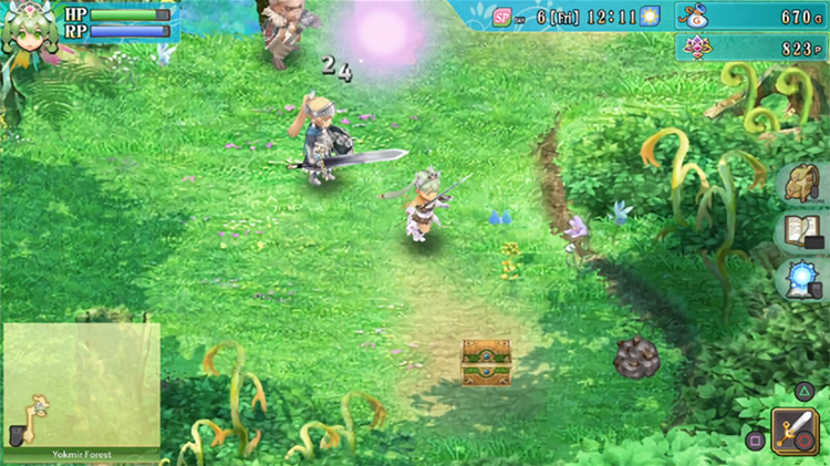 A treasure chest in the cliffside area of Yokmir Forest / Rune Factory 4
