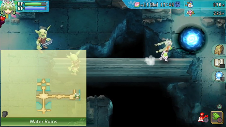 The Water Ruins with another barrier / Rune Factory 4