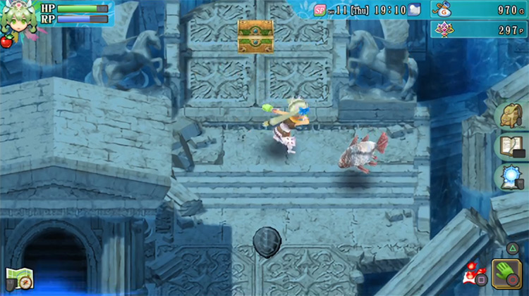 The Water Ruins near the chest with the Rod / Rune Factory 4