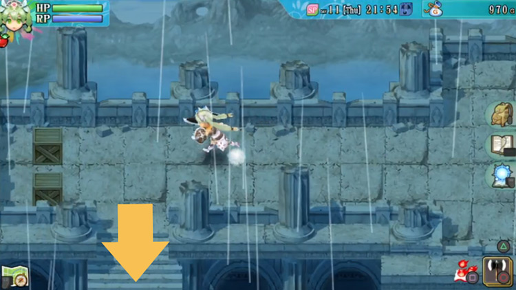 The Water Ruins traveling down new stairs / Rune Factory 4