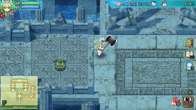 The Water Ruins near the second yellow switch / Rune Factory 4