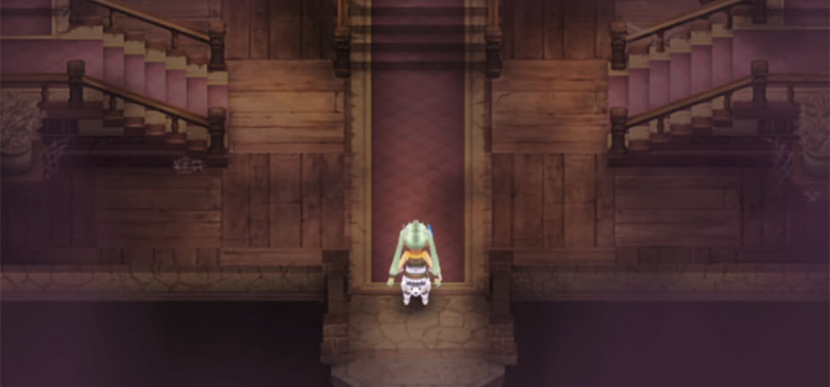 Inside the Obsidian Mansion's entrance in Rune Factory 4 Special
