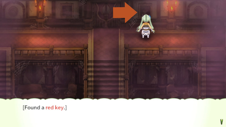 A red key found behind the painting in the Obsidian Mansion Entrance / Rune Factory 4