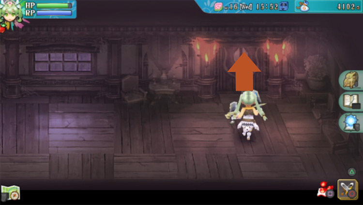 A door along the north in the Obsidian Mansion / Rune Factory 4