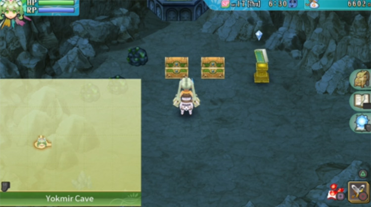 Two chests with gold and recovery items in Yokmir Cave / Rune Factory 4