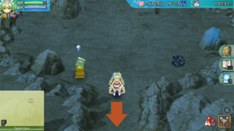 A path heading to a new area of Yokmir Cave / Rune Factory 4