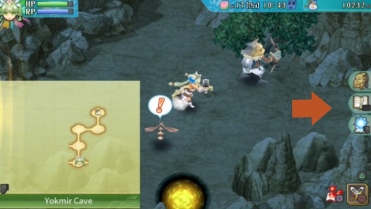 A small area in Yokmir Cave where the path west is blocked by a barrier / Rune Factory 4