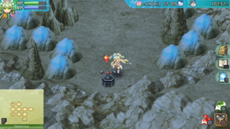 A red switch in Yokmir Cave / Rune Factory 4