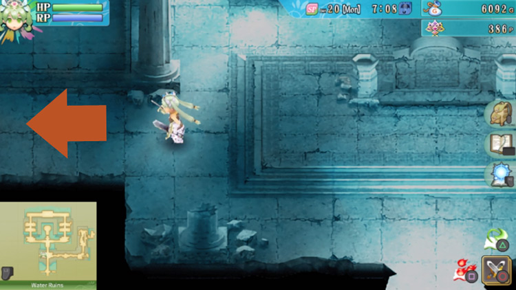 The first room of the Water Ruins going west / Rune Factory 4