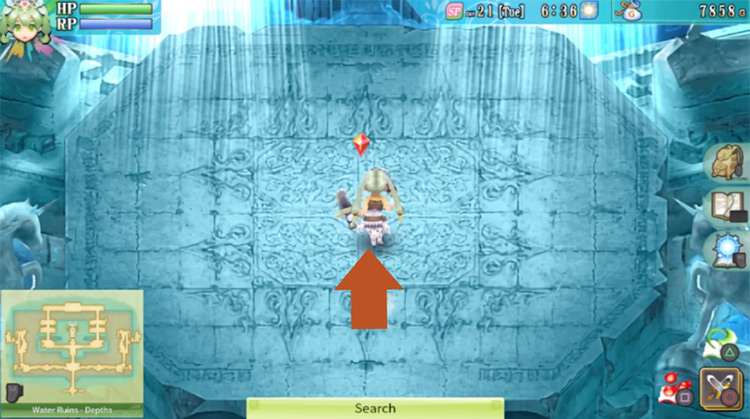 The spot you need to interact with to put the Rune Sphere on / Rune Factory 4
