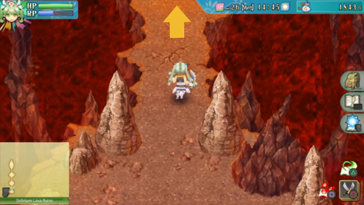 The first room of the Delirium Lava Ruins / Rune Factory 4