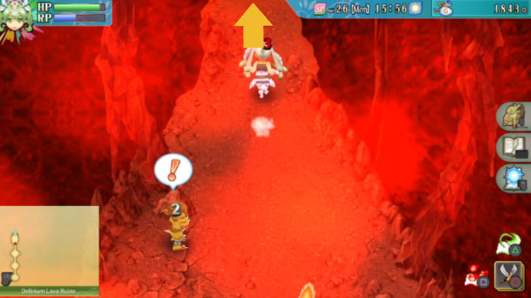 A room filled with a painful red haze in the Delirium Lava Ruins / Rune Factory 4