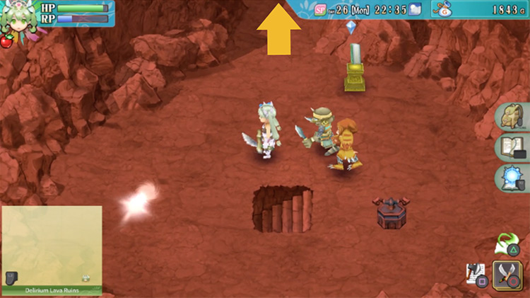 The first room of the Delirium Lava Ruin’s second level / Rune Factory 4