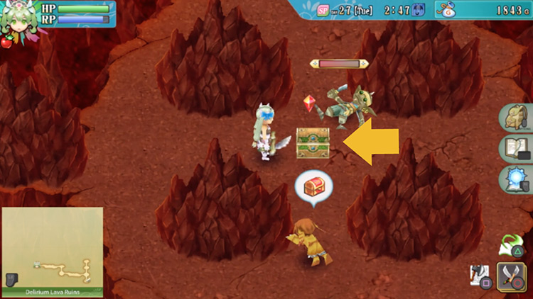 A chest in the Delirium Lava Ruins that appears after clearing the area / Rune Factory 4