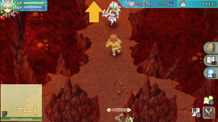Frey’s party heading north in the Delirium Lava Ruins / Rune Factory 4