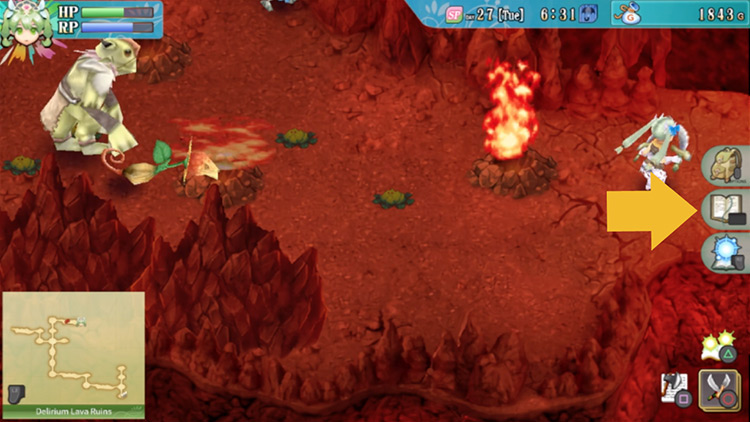 A long stretch in the Delirium Lava Ruins full of geysers and carnivorous plants / Rune Factory 4