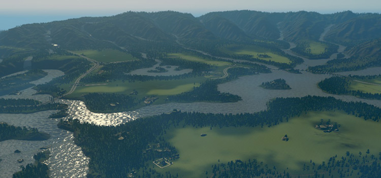 The Crater Falls Map in Cities: Skylines