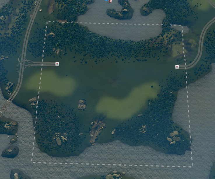 The starting tile in Crater Falls / Cities: Skylines