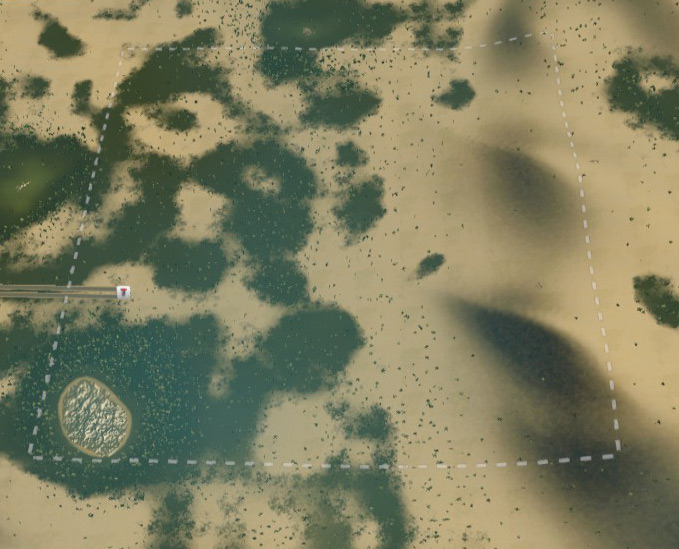 The starting tile on the Desert Oasis map / Cities: Skylines