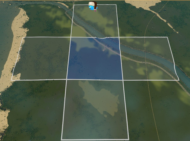 Your first four expansion tile options on Asanu Beach / Cities: Skylines