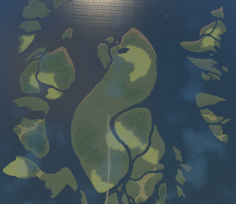 A bird’s eye view of the Gondola Islands map / Cities: Skylines