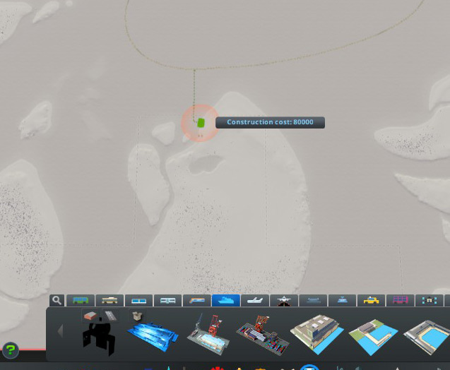 The outside ship connection is north of the main island / Cities: Skylines