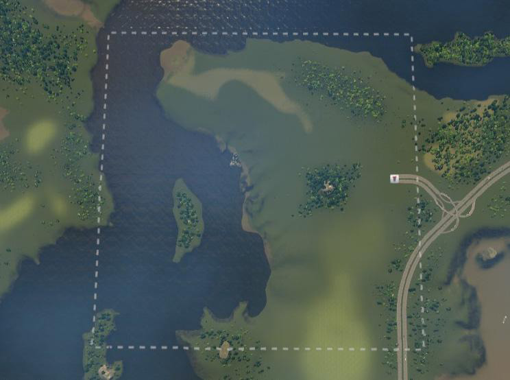 The starting tile on Fisher Enclave / Cities: Skylines