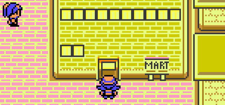 Facing the Goldenrod City Dept. Store in Pokémon Crystal