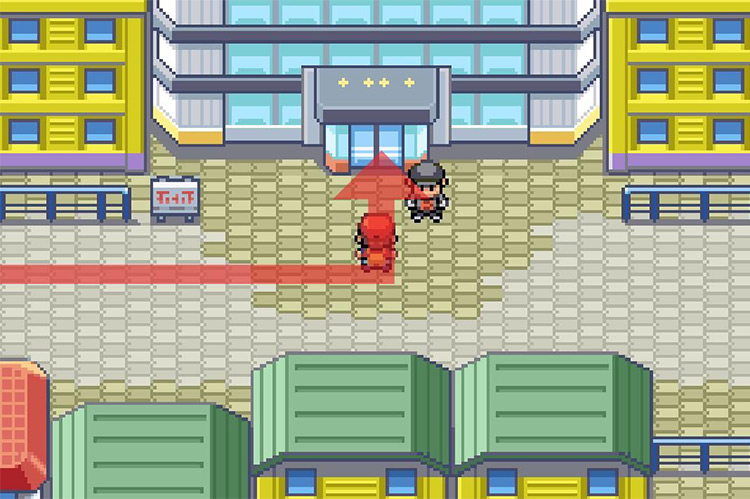 Entering the Silph Co. headquarters. / Pokémon FireRed and LeafGreen
