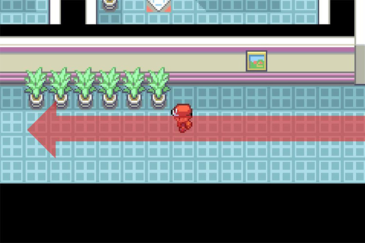 Continue west past the potted plants. / Pokémon FireRed and LeafGreen