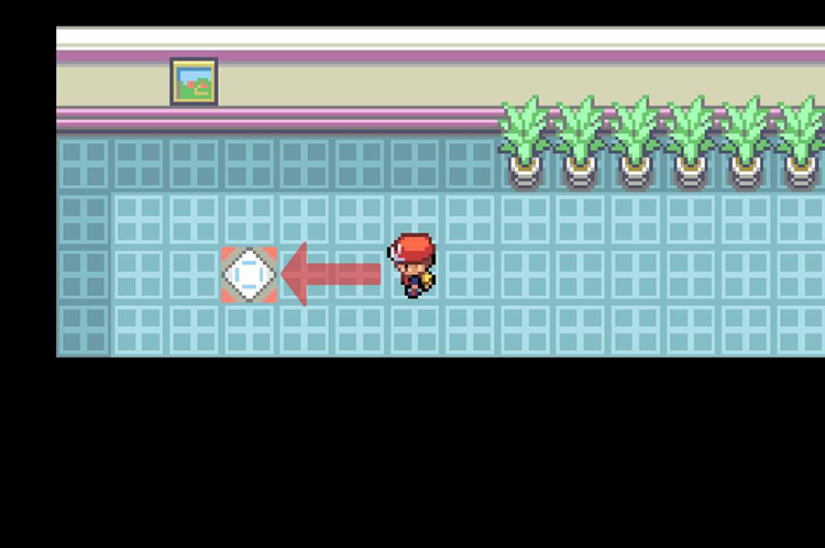 Take this teleporter on the 3rd floor. / Pokémon FireRed and LeafGreen
