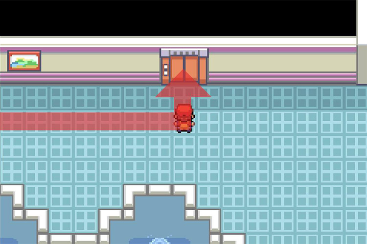 Enter the elevator just ahead. / Pokémon FireRed and LeafGreen