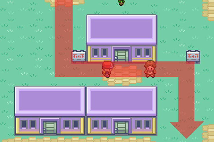 Continue south past the small houses. / Pokémon FireRed and LeafGreen